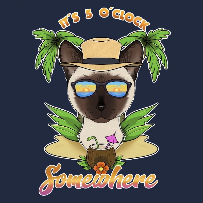 It Is 5 OClock Somewhere Drinking Siamese Cat