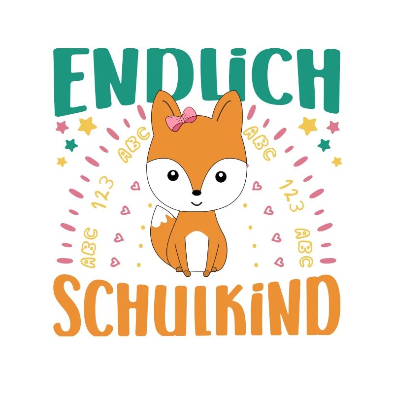 Einschulung Endlich Schulkind Mädchen Fuchs