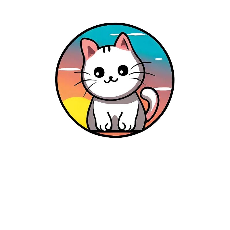 Mignon chat Coucher de soleil design blanc