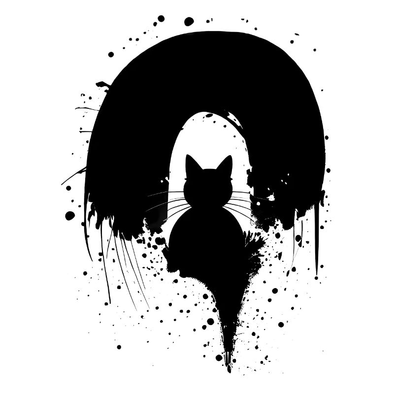 Tier Silhouette Pinselstrich Regenbogen Katze