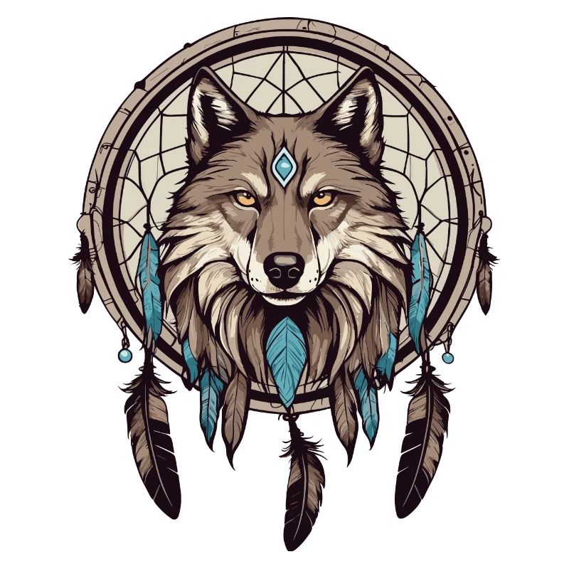 Dream catcher with wolf