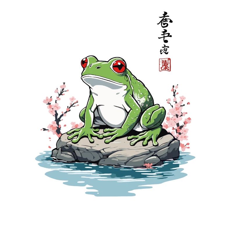 Japanese Frog Ukiyo-E Vintage Artwork