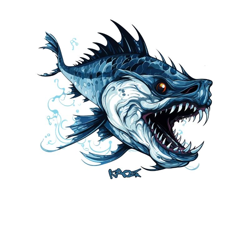 Big Teeth : Poisson monstre de dessin animé effrayant