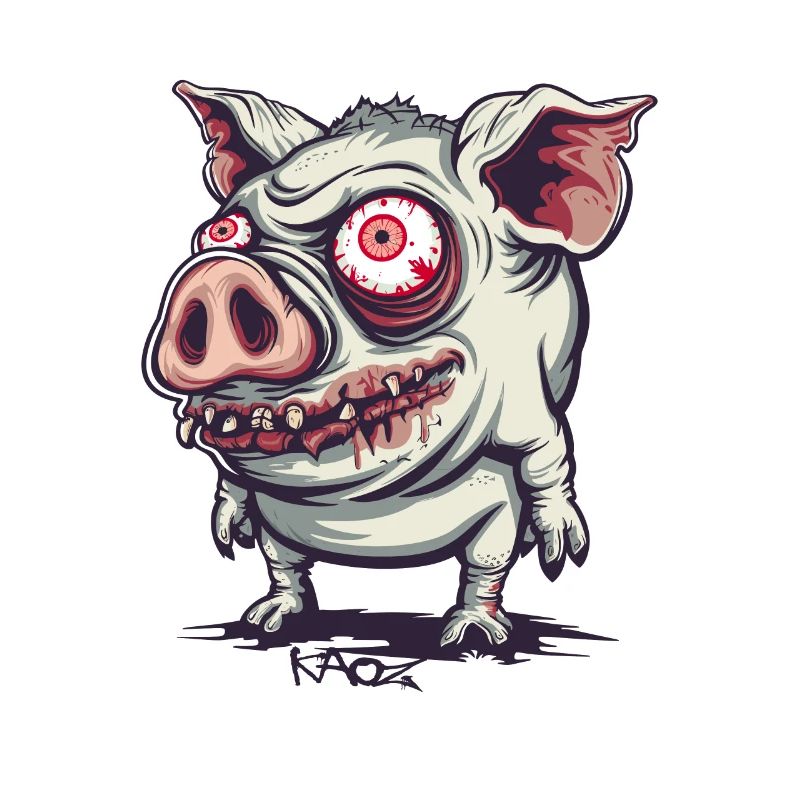 Cochon zombie mignon et bizarre