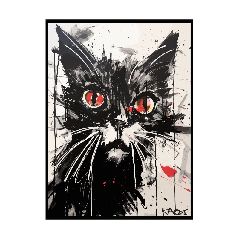 Kohlepapier-Buntstift-Zeichnung einer Katze
