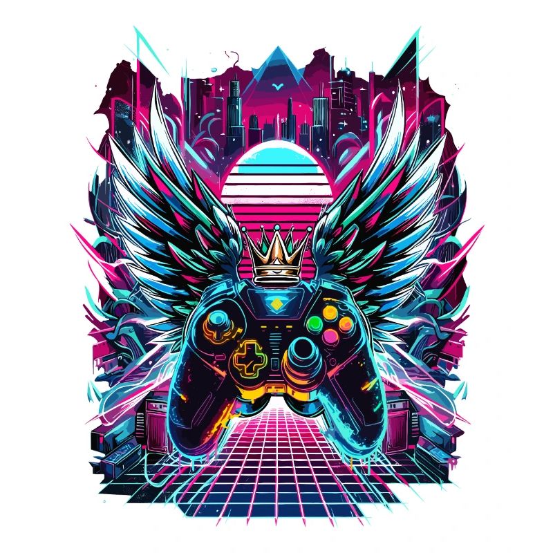 Synthwave Sunset Gamer Controller