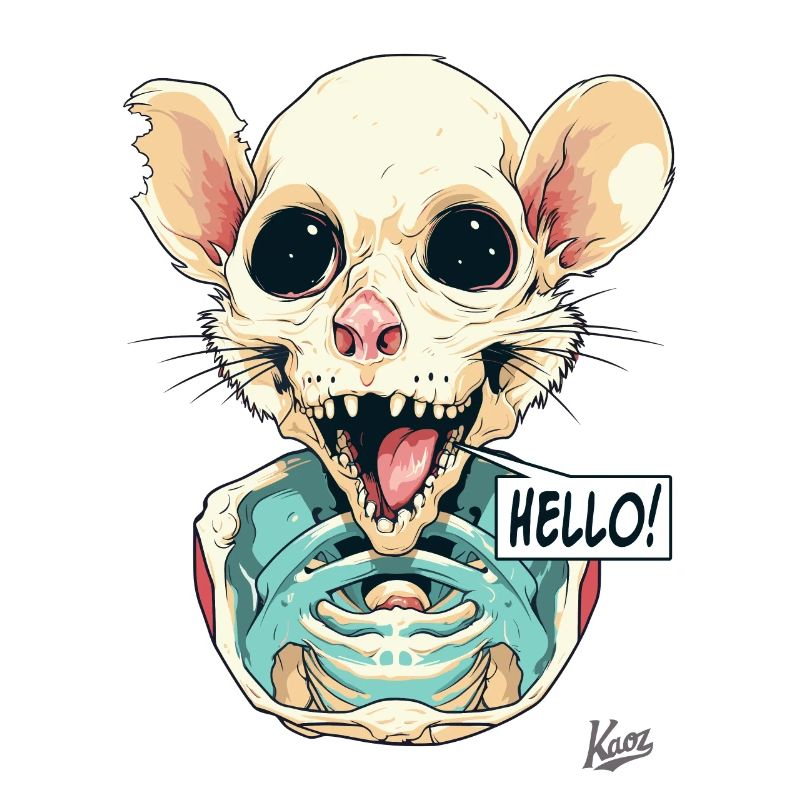 Hamster rat skeleton says hello