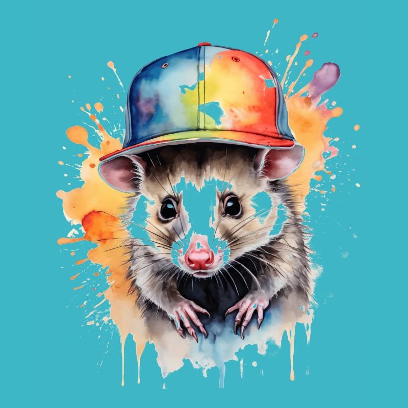 Opossum Snapback Cap Cool Tier Design Print