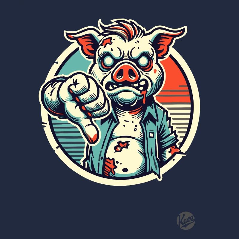 Pouces vers le bas cochon zombie