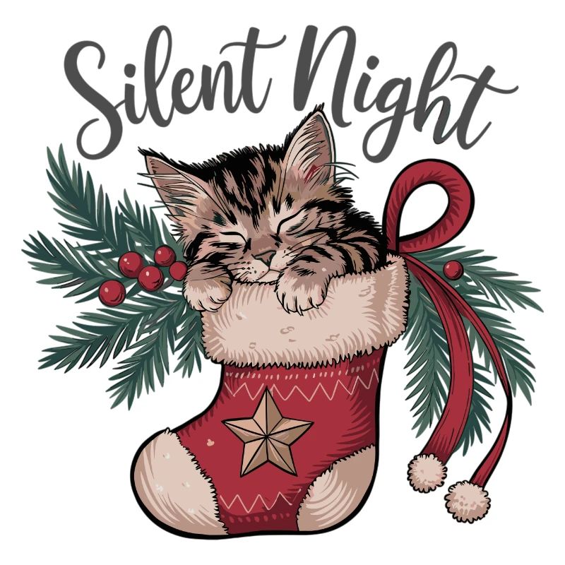 Douce nuit – Chaton en bas de Noël