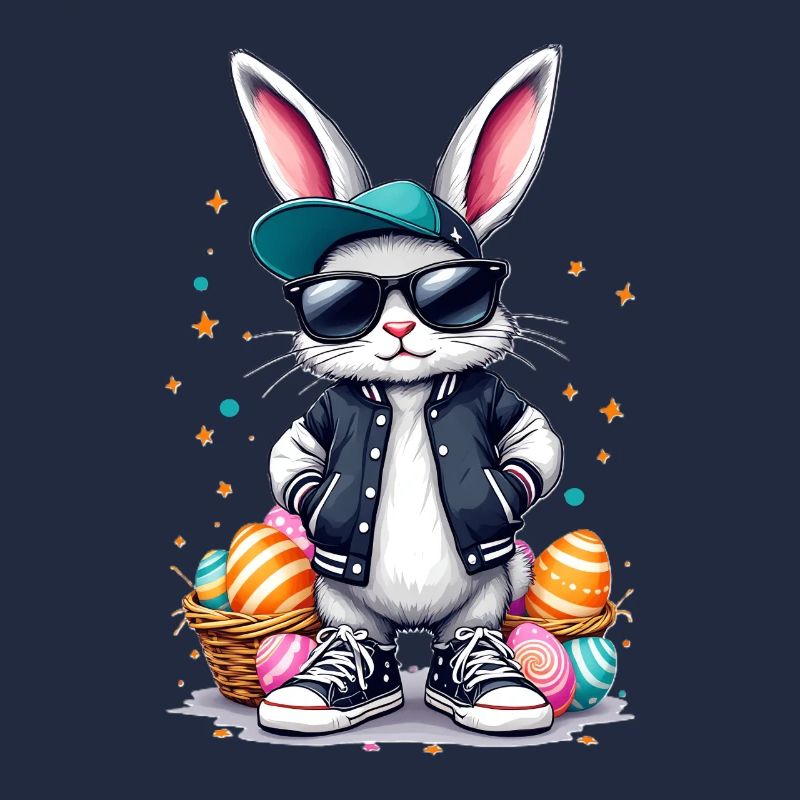 Stylish bunny with Easter basket