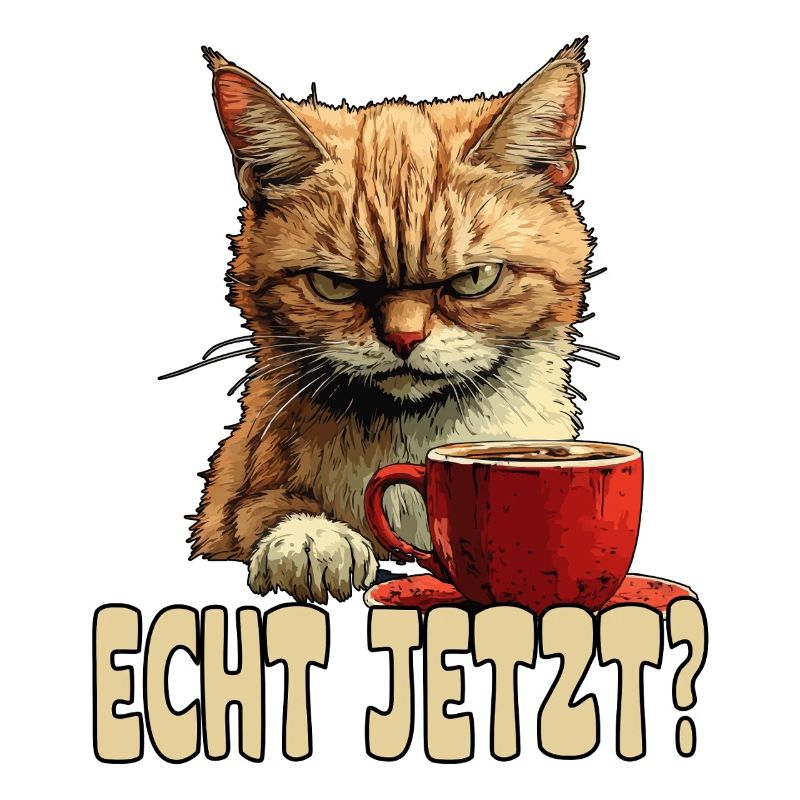 Drôle de chat avec du café et en disant
