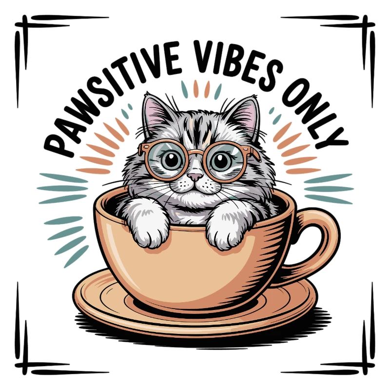 Pawsitive Vibes Only – Cat in a Cup