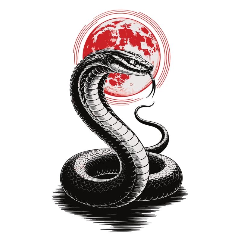 Cobra devant la lune de sang