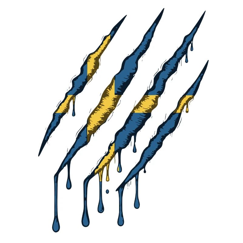 Suède Drapeau Griffe Grunge Sverige Scratch Trace