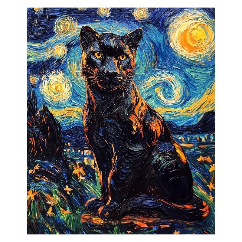 Panther Van Gogh Style Starry Night