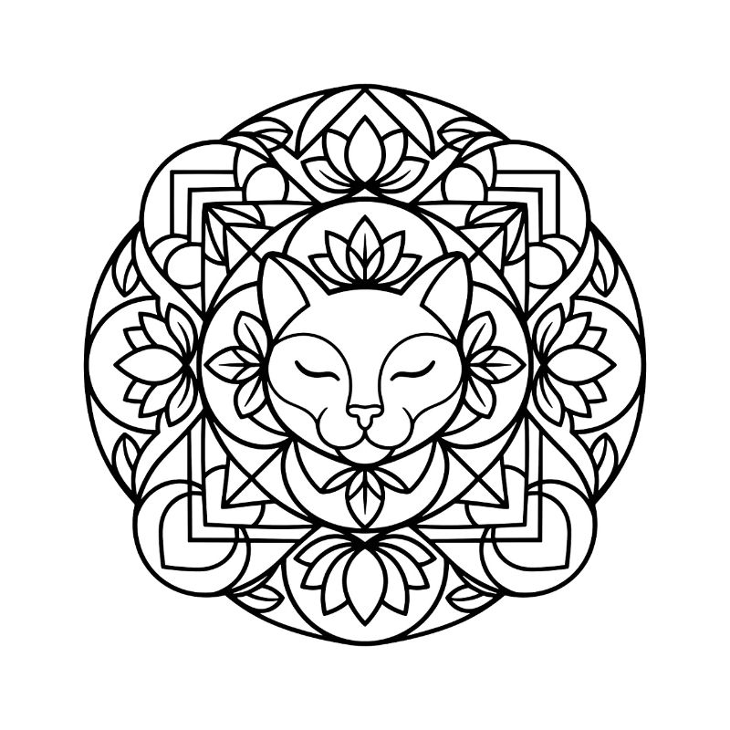 Mandala de chat avec ornementation harmonieuse