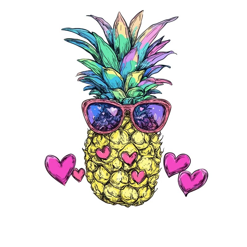 Bunte Ananas mit Sonnenbrille