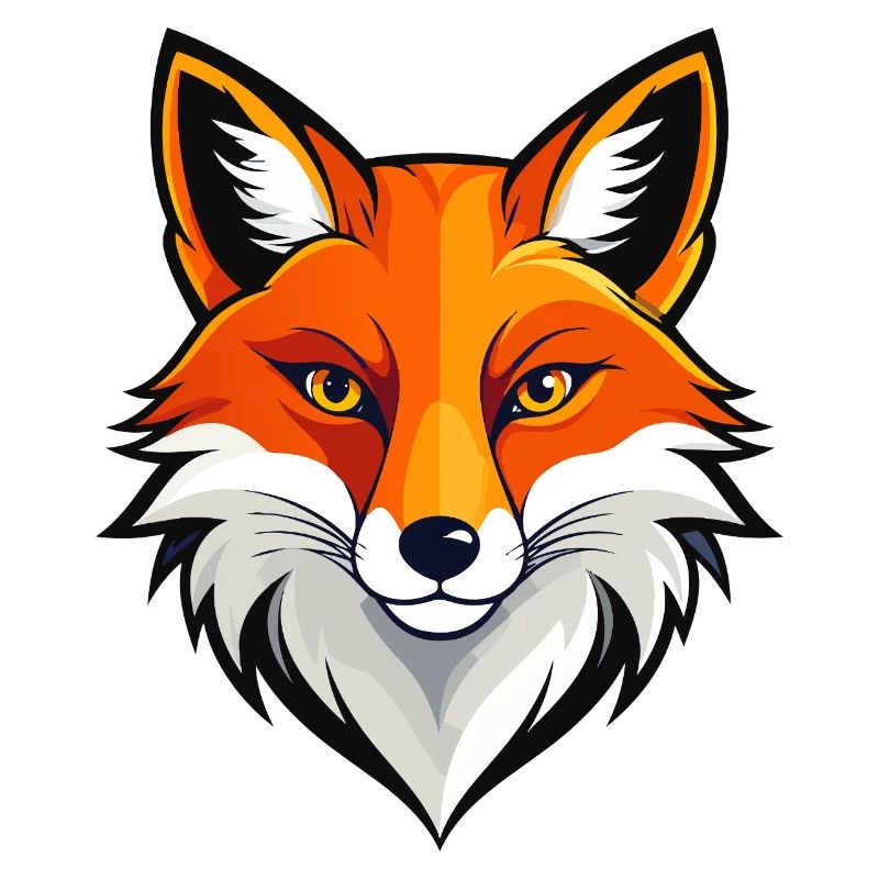 Bold Fox Head Illustration Red Fox Head Motif
