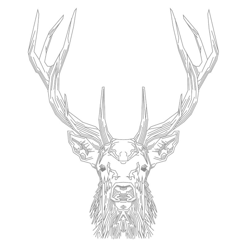 Tech Deer – Geometrischer Hirsch in Grau