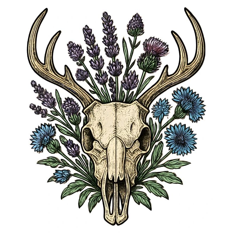 Deer bones with flower wreath