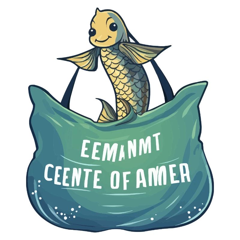 Poisson de mer joyeux avec bannière de vagues