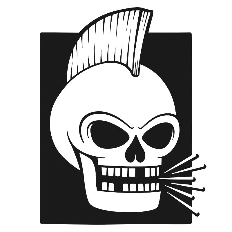 Crâne punk rock avec crête
