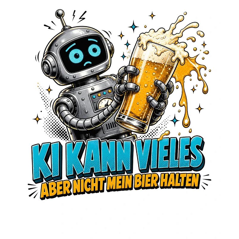 Roboter mit Bierglas-Humor
