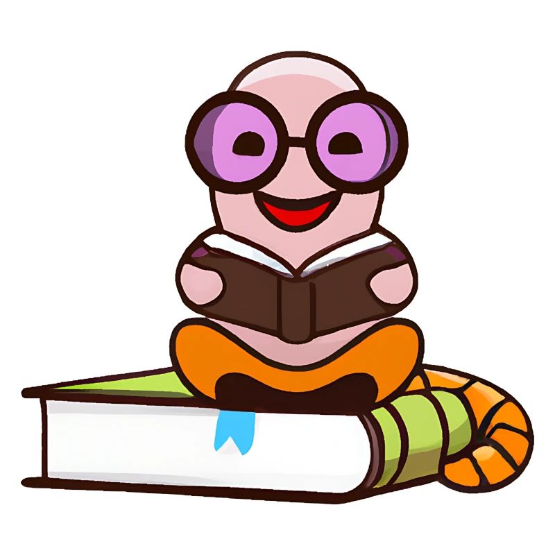Nerd Bücherwurm liest Bücher