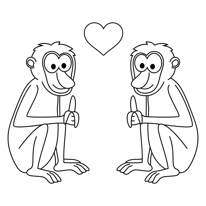 Affe comic Paar liebe