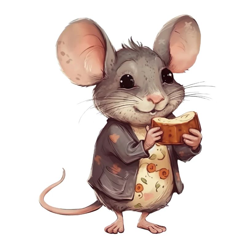 Happy mouse with chocolate biscuit