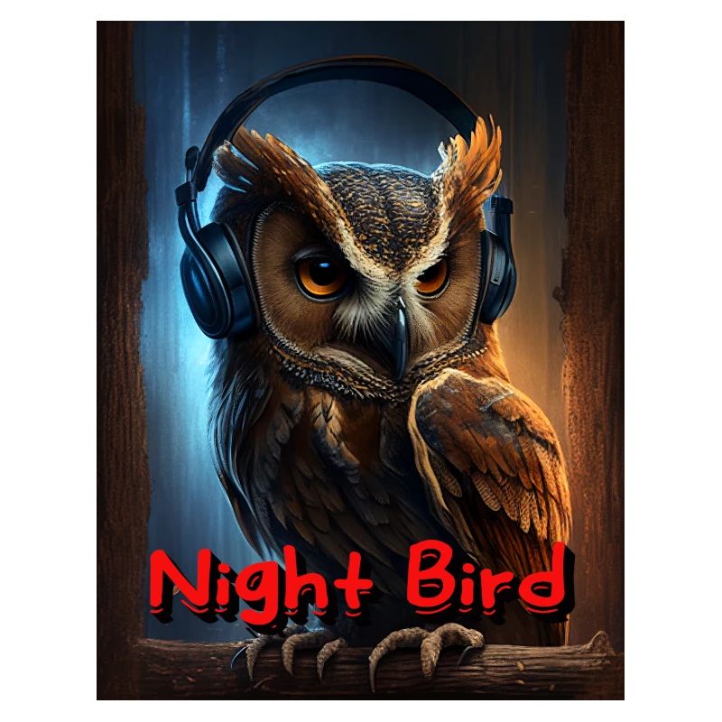 Nachteule mit Kopfhörer