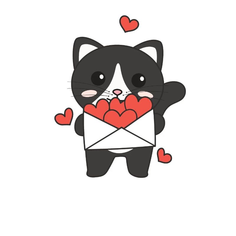 Chat pour la Saint-Valentin animaux mignons avec des cœurs