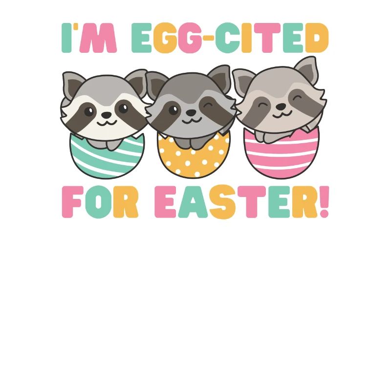 cute raccoons for Easter with Easter eggs raccoon