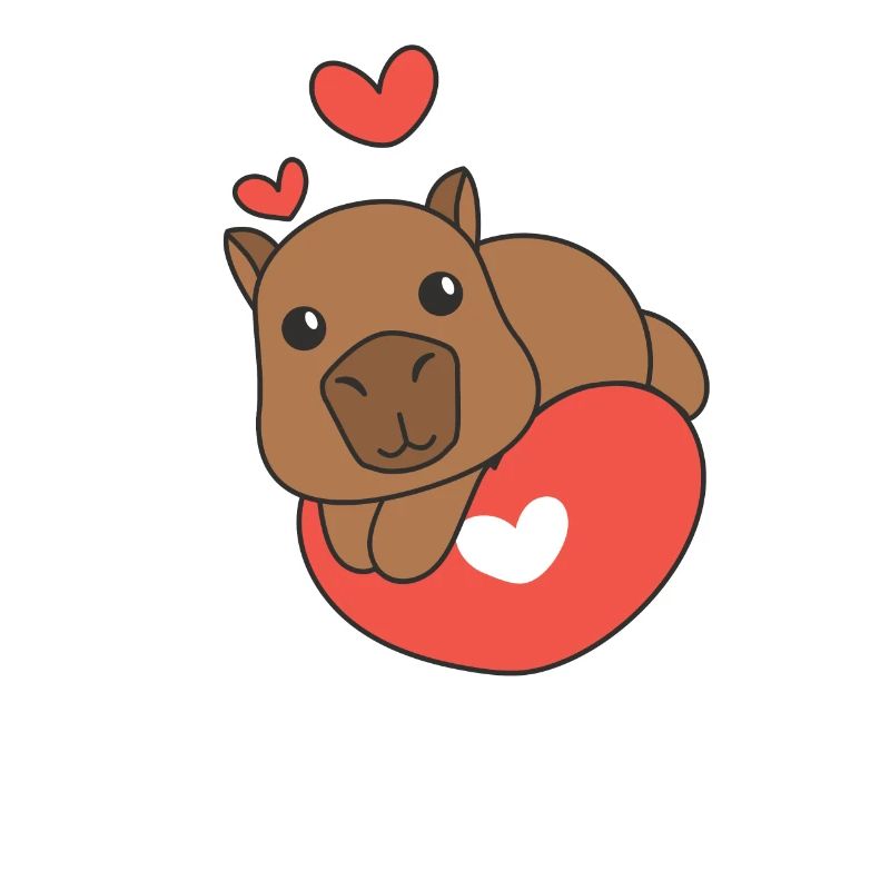 Capybara pour la Saint-Valentin mignons animaux coeurs
