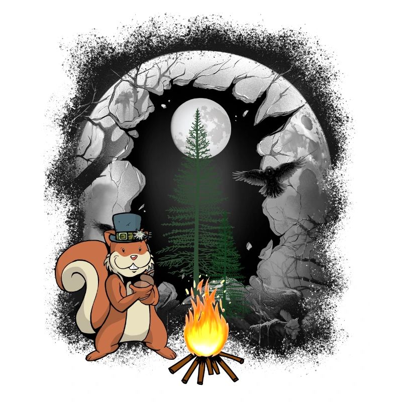 Feu de camp Habitants de la forêt Écureuil Lune