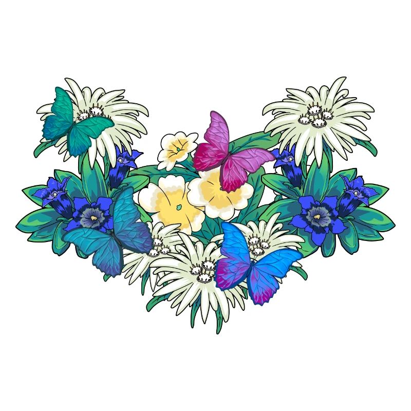 Début de la saison printanière Fleurs Papillons