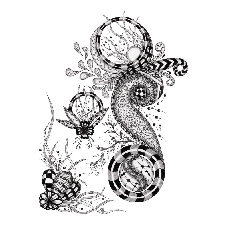 Floral Tangle Drawing