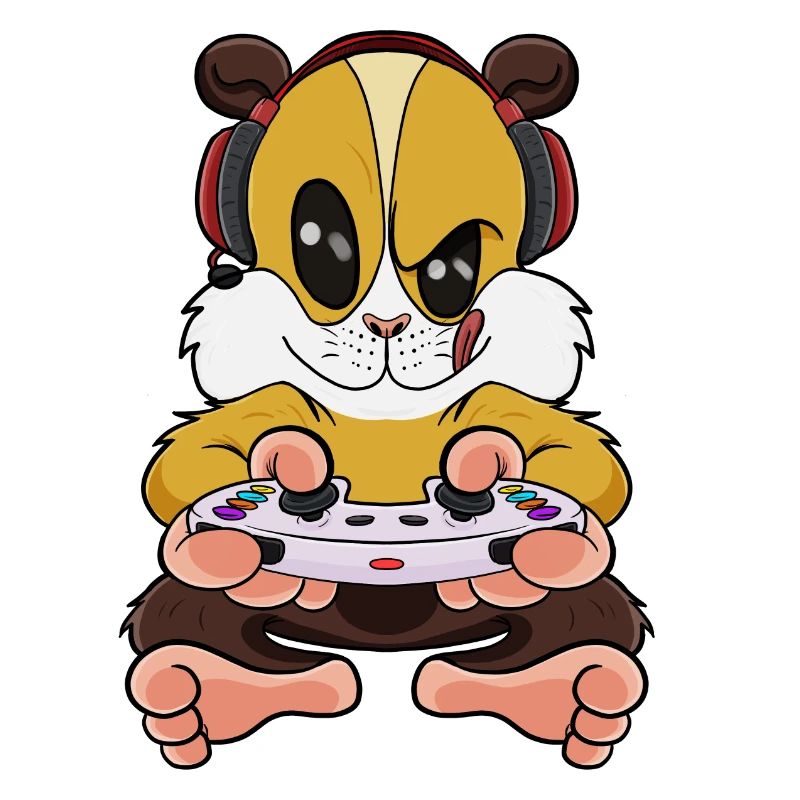 Cochon d’Inde avec manette de jeu I Funny Gaming