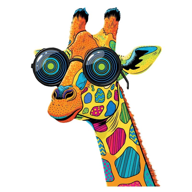 Bunte Giraffe mit Sonnenbrille
