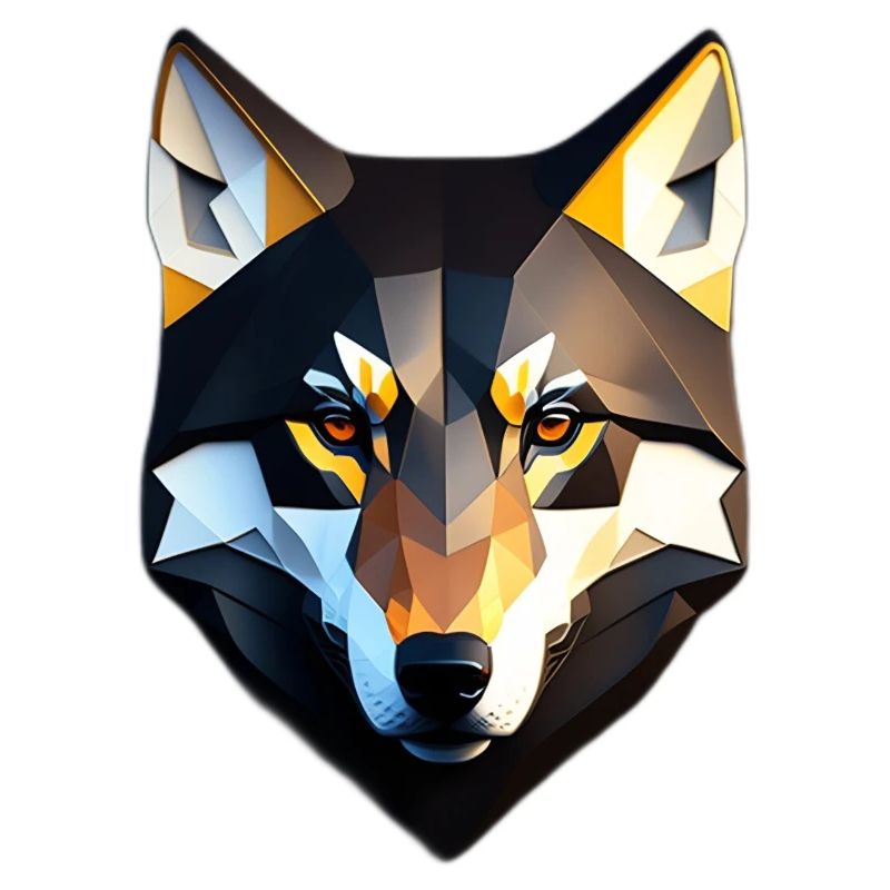 Low Poly Wolf Face Design
