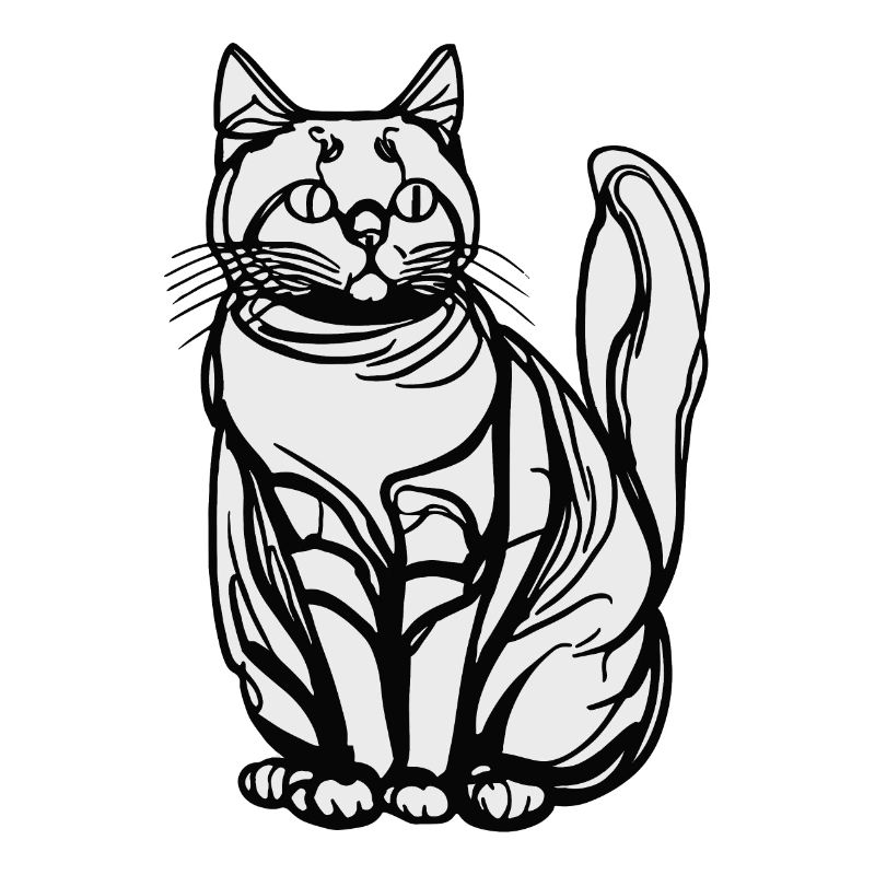 Chat assis d’une ligne