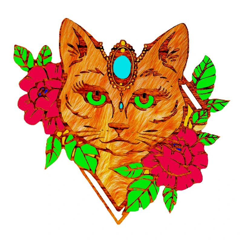 cat and flowers