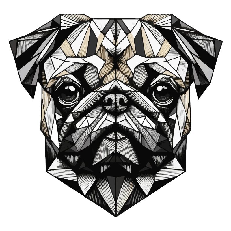 Mops Hund Geometrisch Geschenkidee