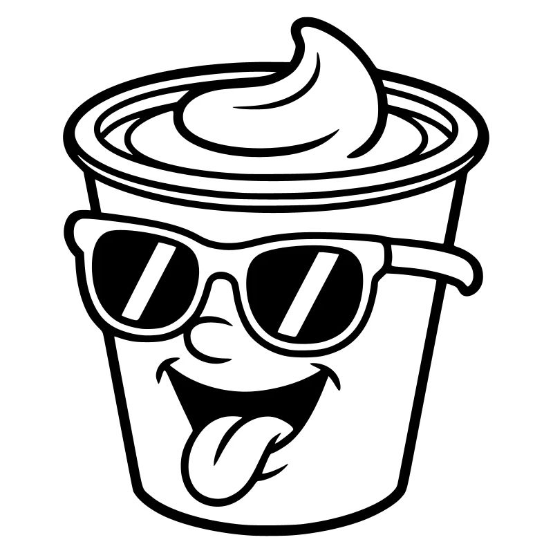 Tasses, crème, yaourt, crème, glace (couleur variable)