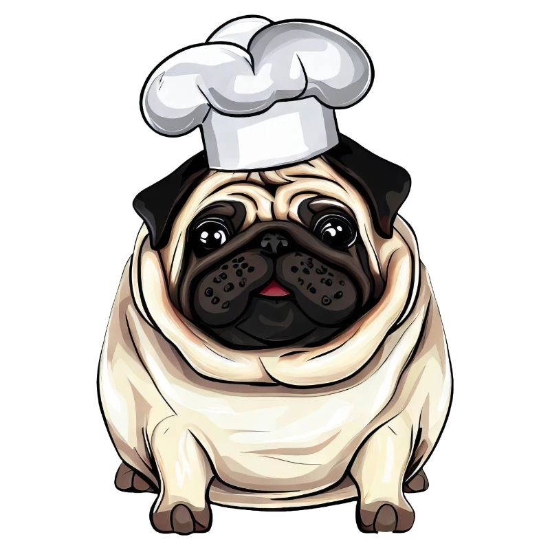 Carlin de cuisine, conception créative de chien