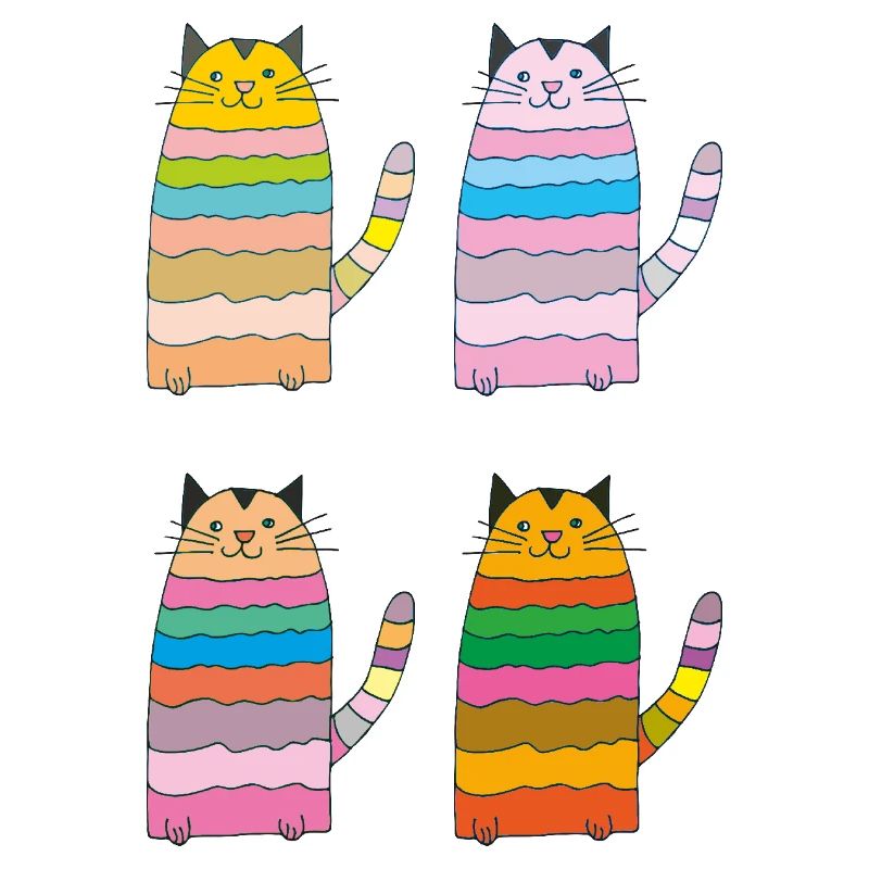katze geringelt vierfach bunt