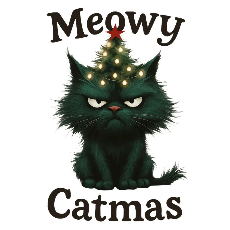 Meowy Catmas Grumpy Christmas Cat