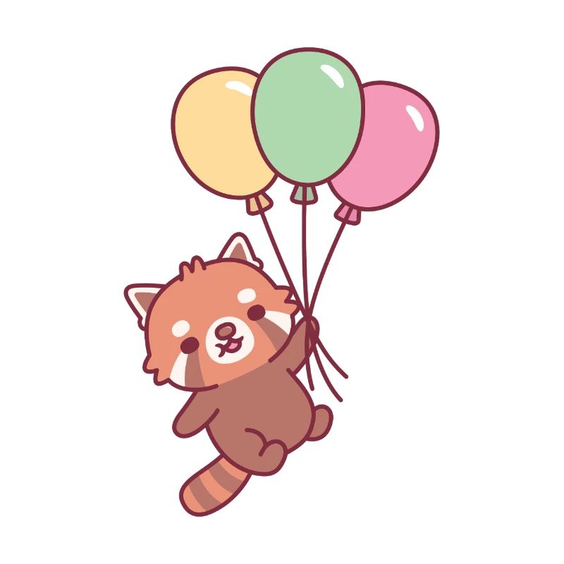 Süßer roter Panda und Luftballons