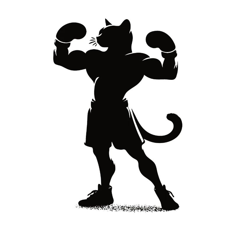 Boxe chat en style silhouette - Boxing Design